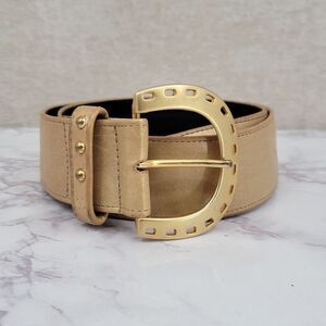 Sharon Burch Vintage Wide Gold Belt and Oversized Buckle Vintage 80s